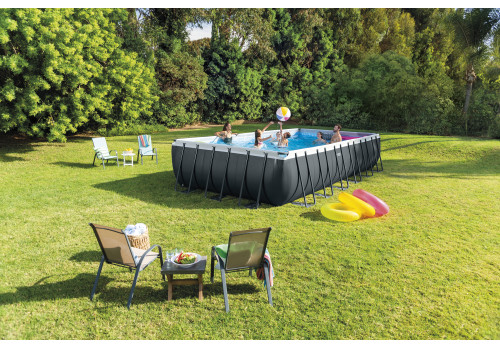 26368 Каркасный бассейн прямоугольный Rectangular Ultra Frame 7,32х3,66х1,32м Intex+песч.фильтр+хлоргенератор 7900 л/ч